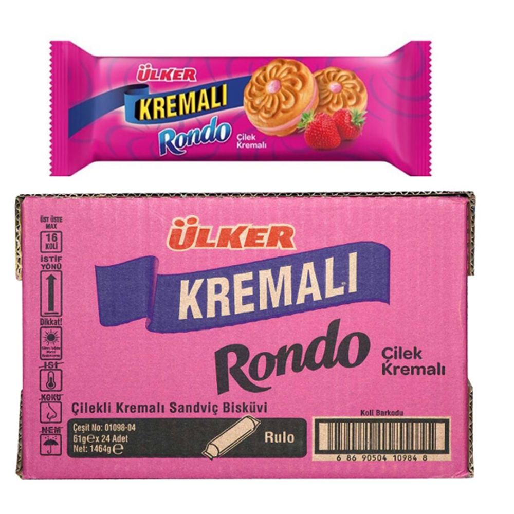 Ülker Kremalı Rondo Bisküvi 61 Gr*24 Çilek