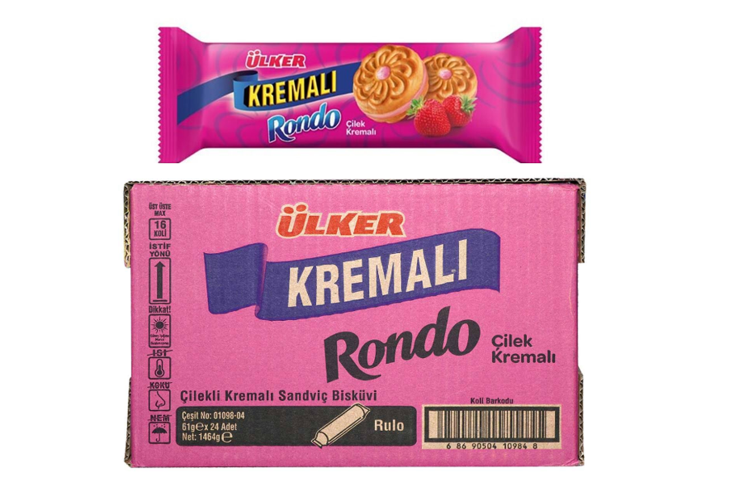Ülker Kremalı Rondo Bisküvi 61 Gr*24 Çilek