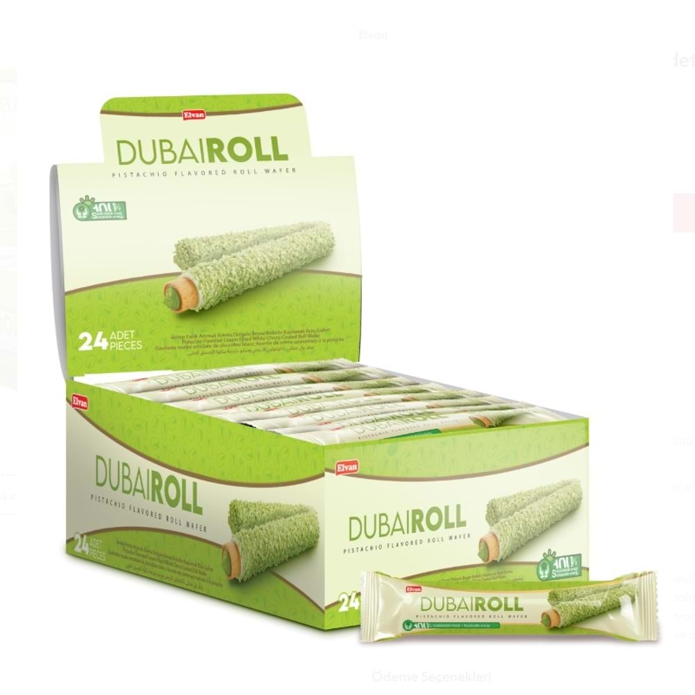 Elvan Dubai Roll Gofret 18 Gr*24