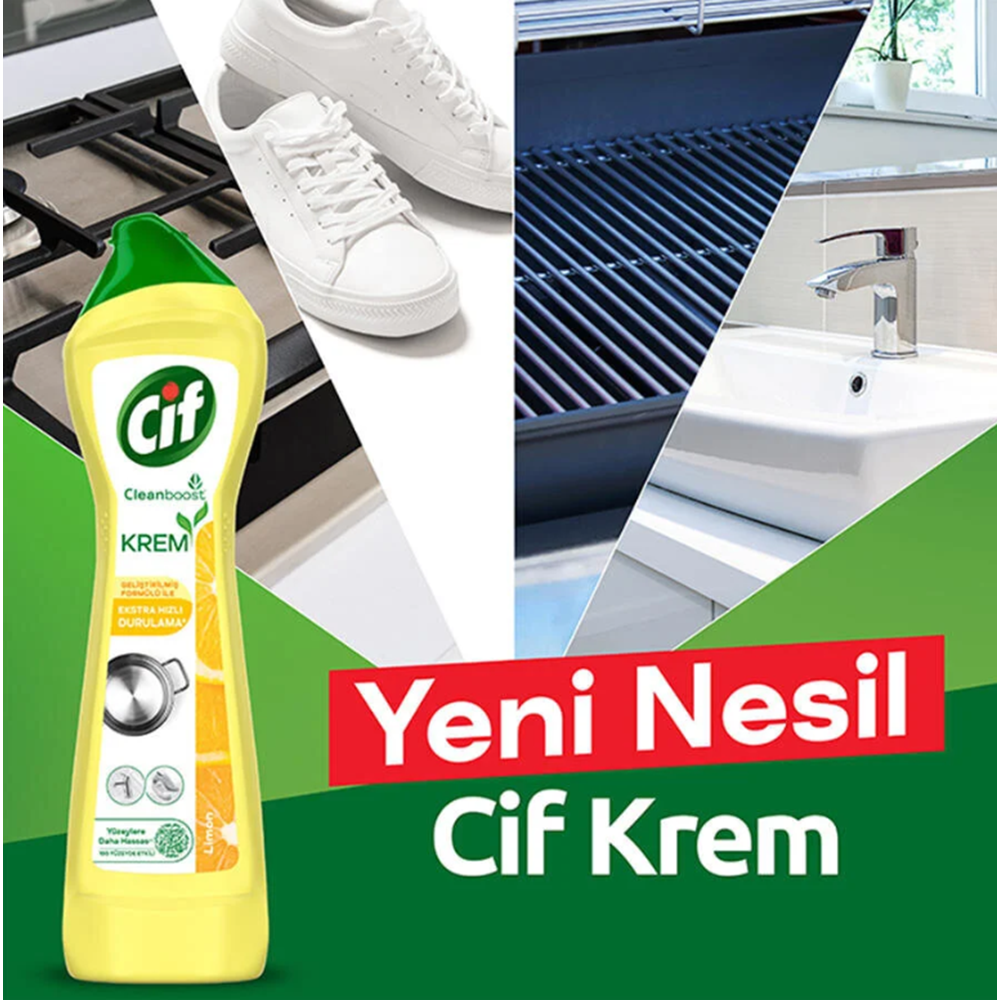 Yüzey Temizleyici Cif Krem 500 Ml*16 Limonlu